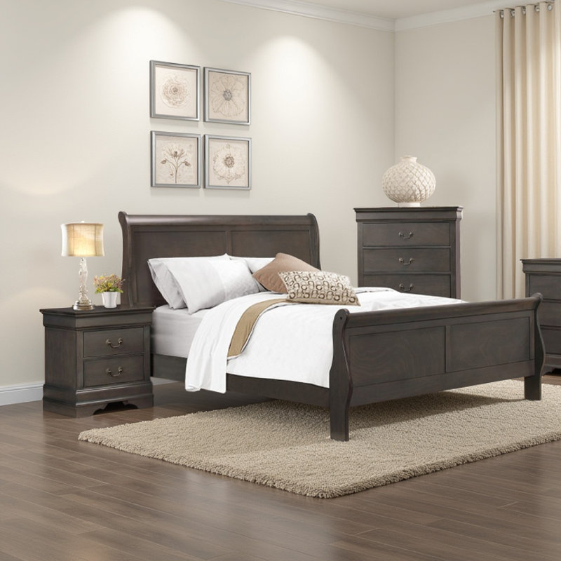 Ensemble de chambre à coucher pleine grandeur 3 pièces Fy, poignées modernes en métal laiton, Blanc classique