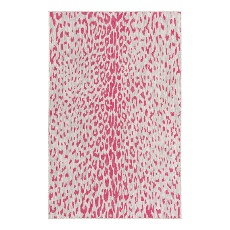 Tapis de safari d'extérieur rose et gris, Rectangle 5 pi 3 po x 8 pi