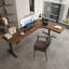 Bureau en bois massif en forme de L brun noisette + réglable en L noir + acier au carbone-826409524-826409529