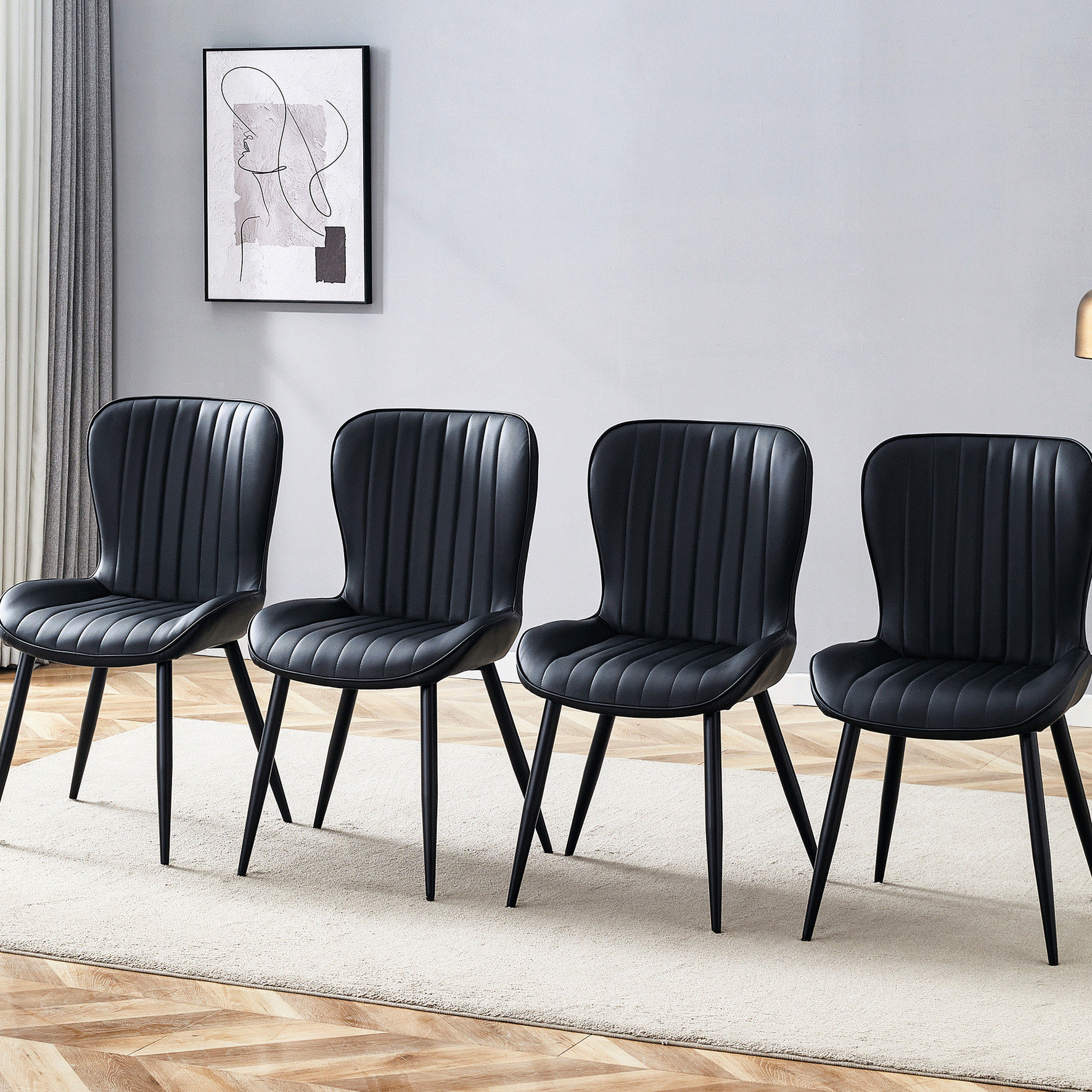 Corrigan Studio® Ergonomic Black Dining Chair (4) - Easy Assembly With ...