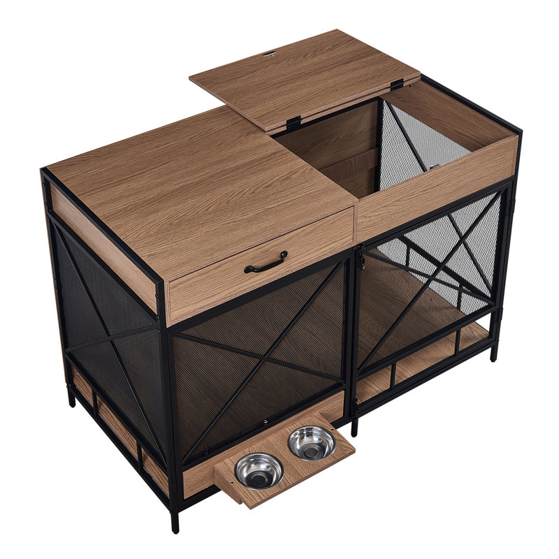 Armoire poubelle rustique avec tiroir et comptoir pour rangement pour la maison - WF011