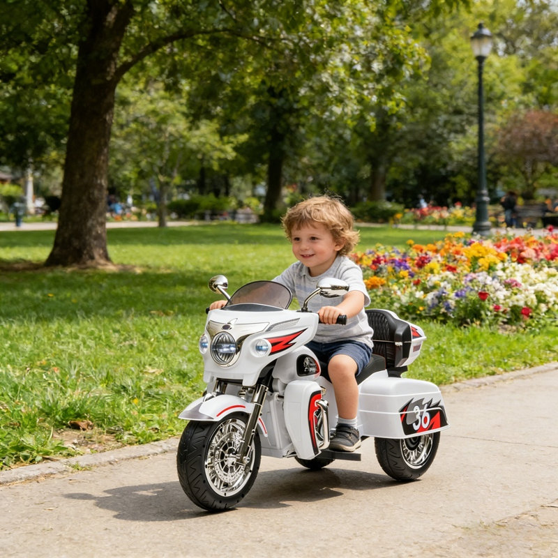 Motocyclette électrique 12V pour enfants, Blanc
