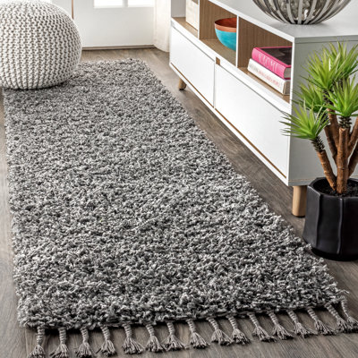 Felicdad Shag Plush Tassel Charcoal Rug