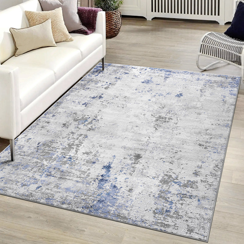 Area Rug, Collection Silver / Abstract Rug, Rectangle 6'7" x 7'9"