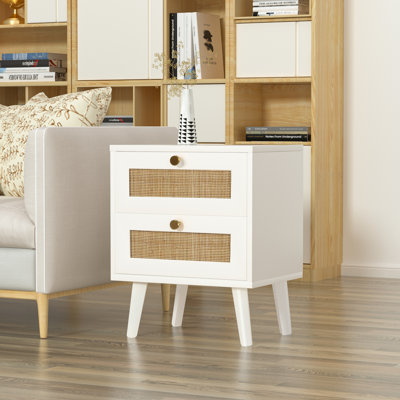 Table de chevet en bois avec table de bout à 2 tiroirs Cisse