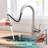 360 Swivel Kitchen And Bathroom Faucet, Brushed Nickel Pull Down Spray, Single Handle Design Modern Faucet With , Sink Ceramic Filler Classic