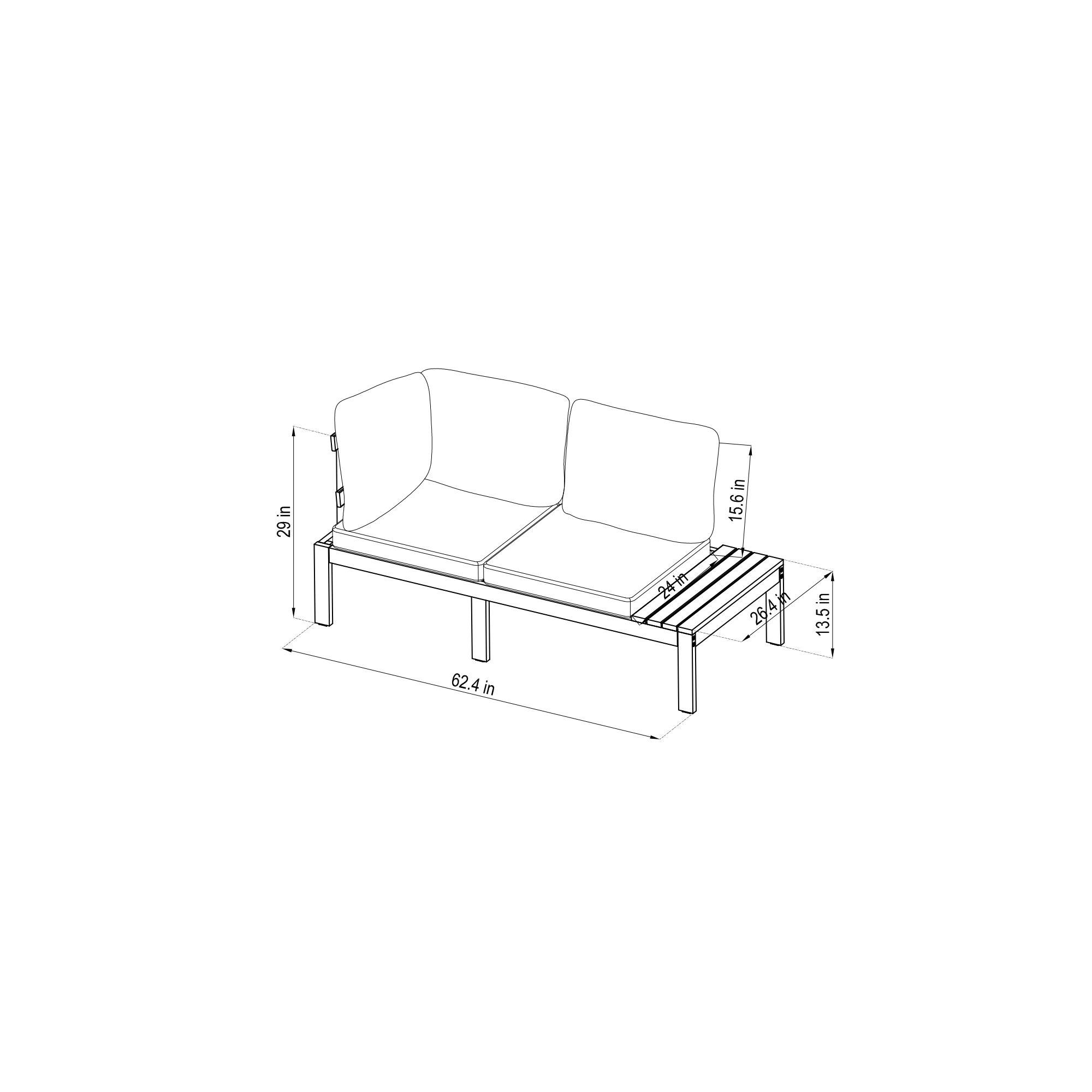 Tempo Eucalyptus 3 Piece Sectional Set, Black