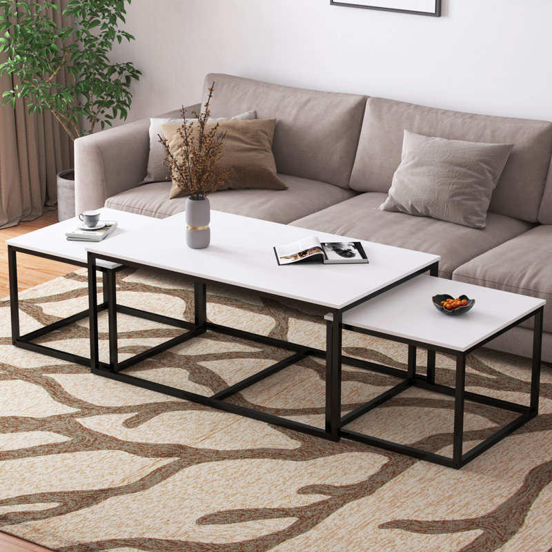 3-Piece Nesting Coffee Table Set, white