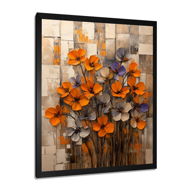 Bergues - impressions sur toile florales, H 44 po x l 34 po, Noir, Reproduction encadrée d'une seule photo