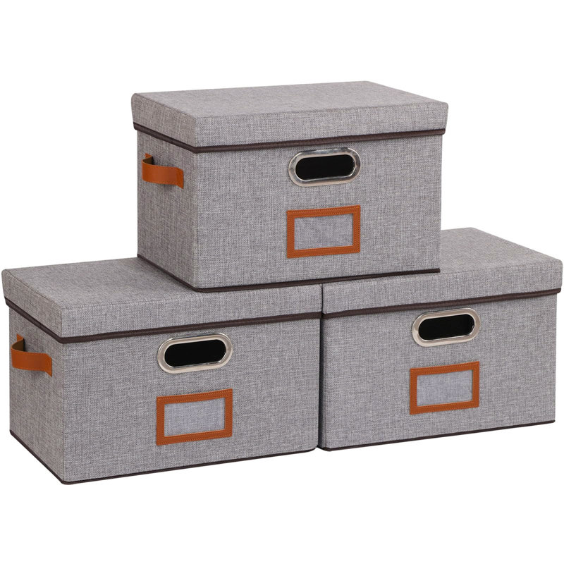 Ebern Designs Decorative Bin, Grey, 20 cm H x 33 cm W x 23 cm D