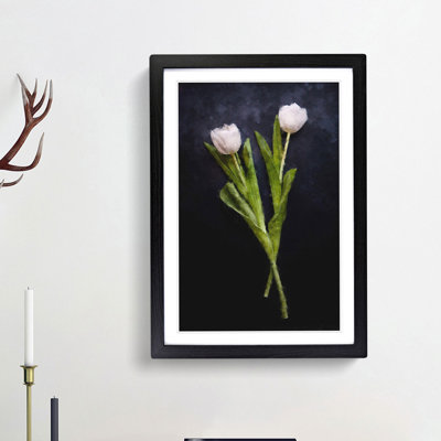 Two White Tulips - Picture Frame Painting Print