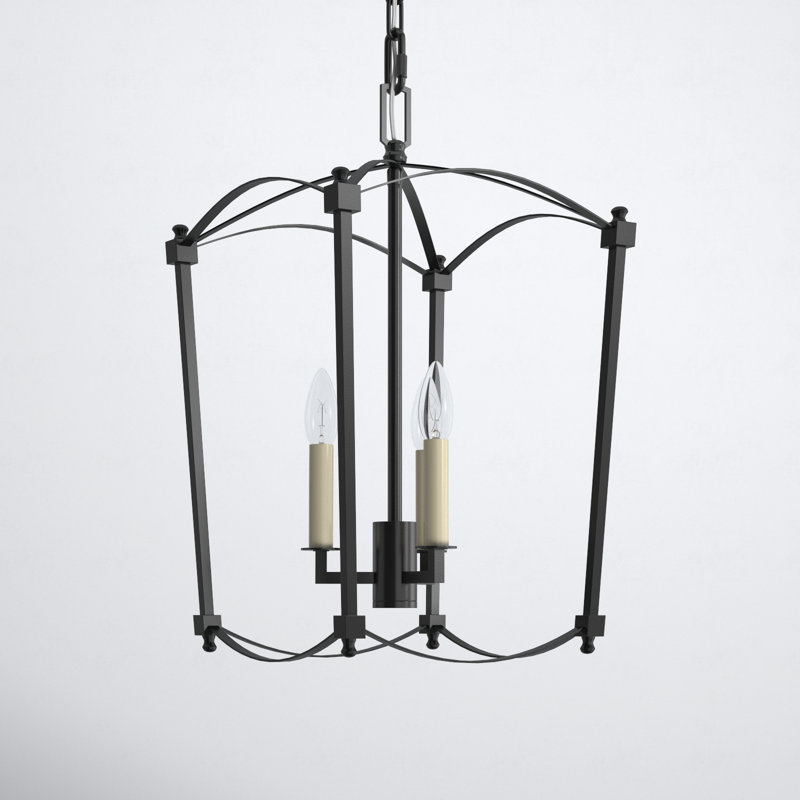 Olive 3-Light Metal Dimmable Lantern Chandelier, Smith Steel