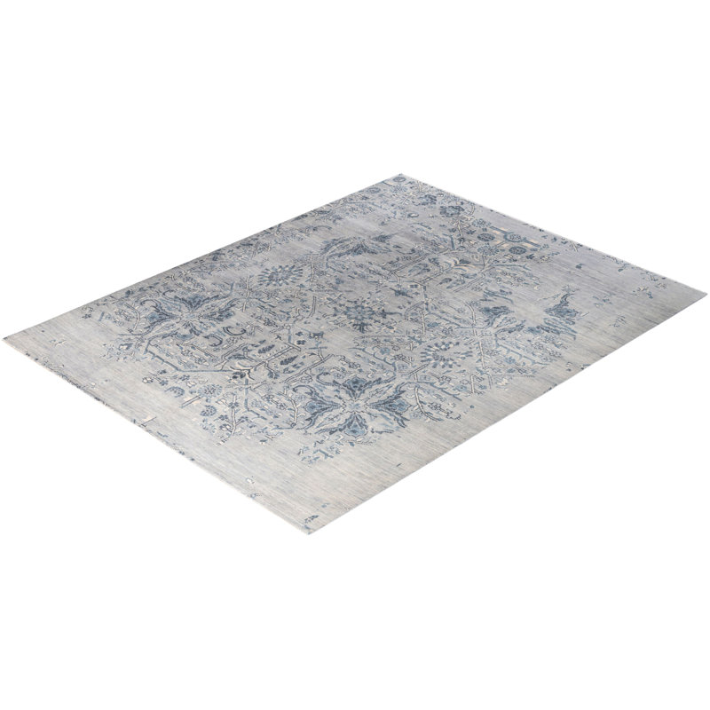 Tapis moderne fait à la main de conception unique - gris, 7 pi 10 po x 10 pi 0 po