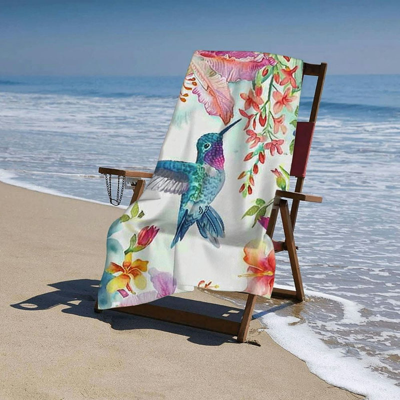 Serviette de plage en microfibre Hummingbird Flower