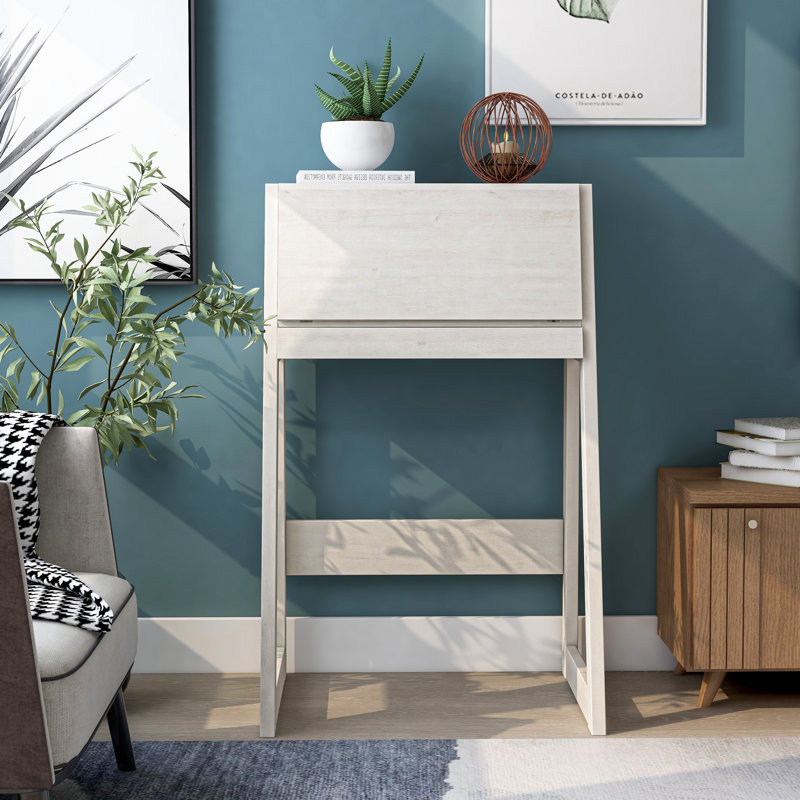 Fralick 26"W Secretary Desk with Drop-Down Work Surface, White Oak