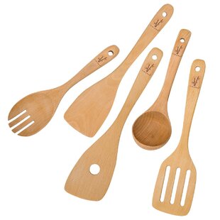 Farmhouse Pottery Essential Kitchen Utensils - Set of Six (6) in BEECH or  WALNUT