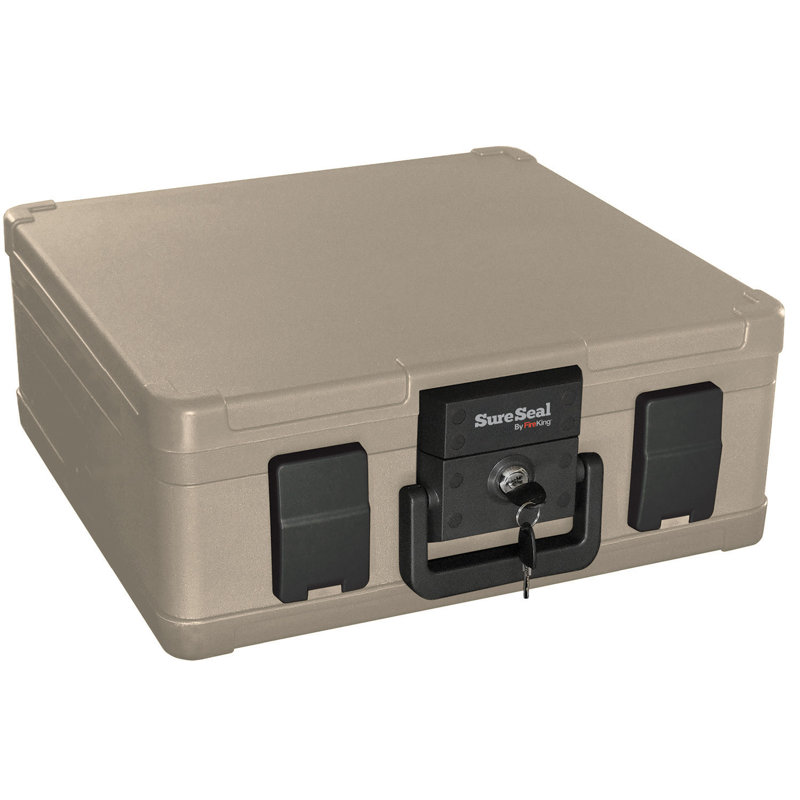 Taupe Fireproof and Waterproof Key Lock Storage Box