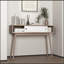 Table d'entrée avec 2 portes coulissantes blanches, console avec espace de rangement et pieds en bois, table de canapé derrière le canapé pour le couloir, salon, couleur naturelle-118038429