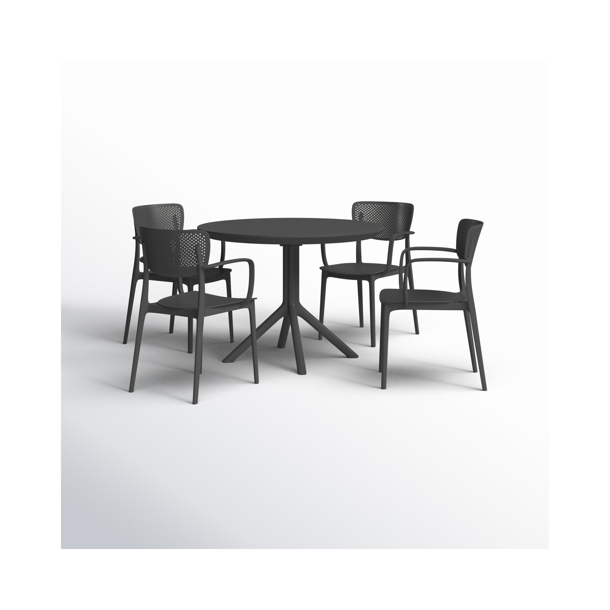 Farrah Loft Armchair 5 Person Dining Set, Black