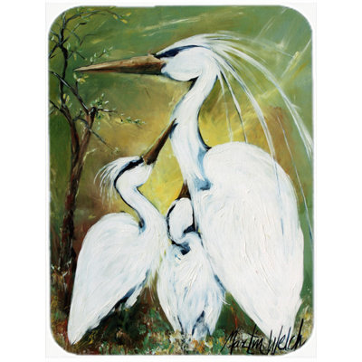 Caroline's Treasures Blessing at Feeding Time Egret Family Glass Cutting Board