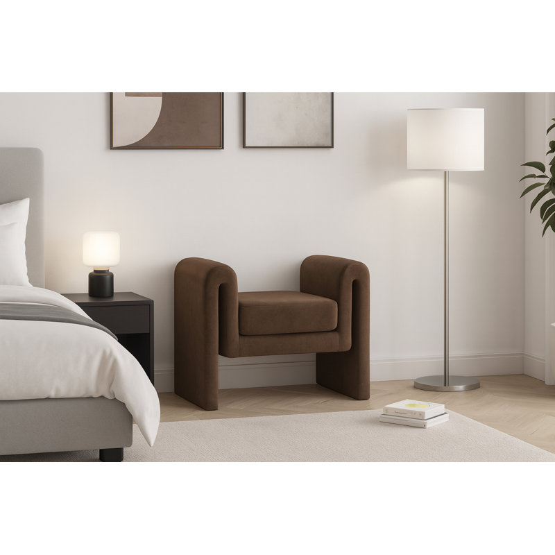 Banc rembourré Sloan, Velours brun