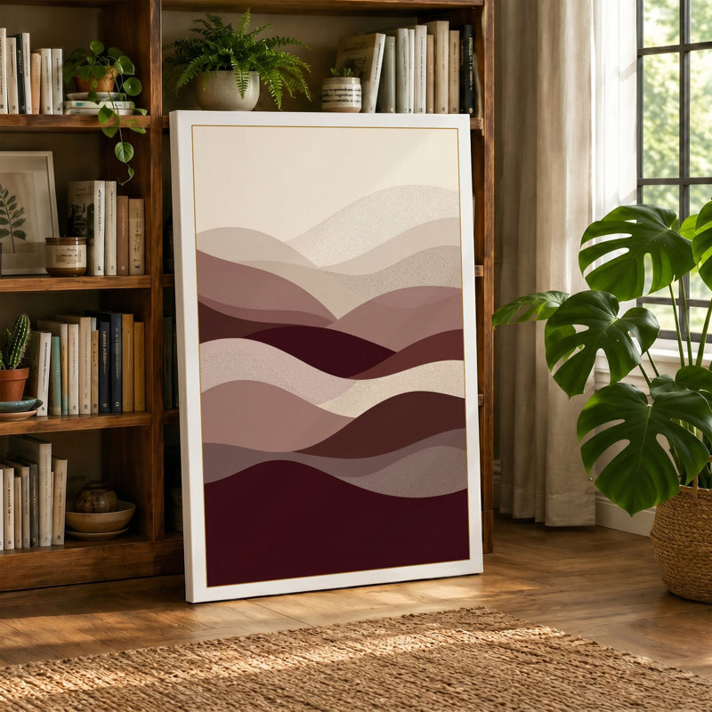 Layered Waves Minimalist - Wrapped Canvas, 30x20 - 76.2 x 50.8 cm, Terracotta Border