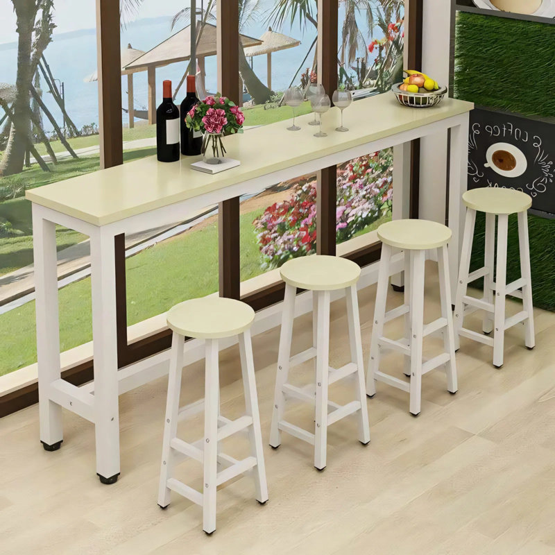 Ensemble de table de bar et de tabouret pour 4 personnes Modern Modern, Blanc, Vert, Vert