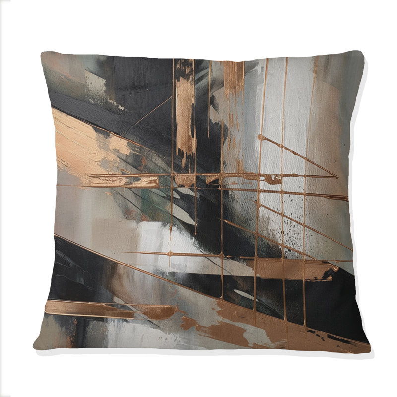 Coussin décoratif brun et noir au-delà des limites III - imprimé abstrait