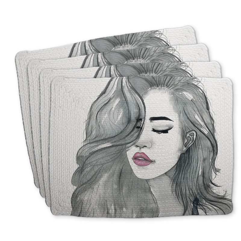 Ensemble de 4 magnifiques napperons en polyester tressé avec des cheveux féminins