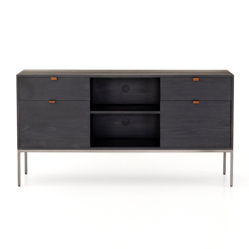 Loki 59.75'' Wide 4 - Drawer Filing Credenza, Black Wash Poplar