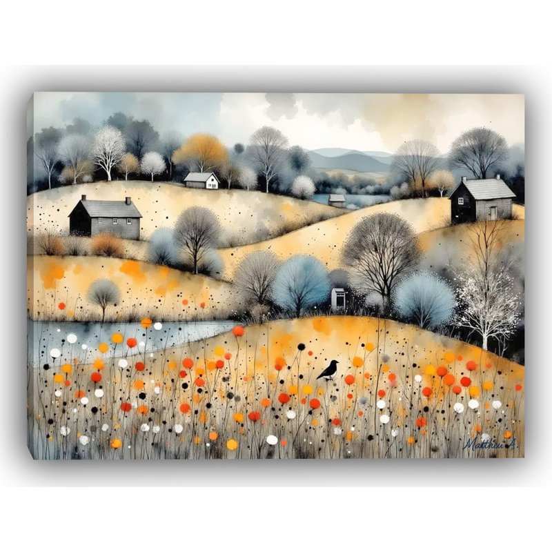 «Golden Autumn Countryside», art mural sur toile tendue, H 12 pi x l 16 pi