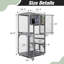 Maison de chat de 66 pouces, maison de chat gris foncé avec roues, patio extérieur convenable, clôture de maison de chat plateforme