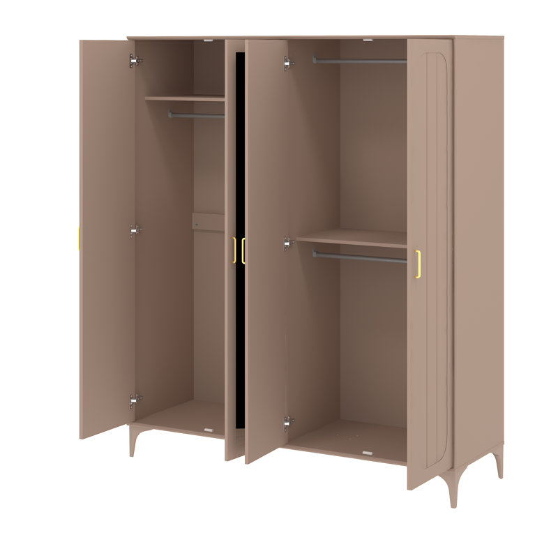 Harrington 4 Door Wardrobe with Mirror , Warm Nude