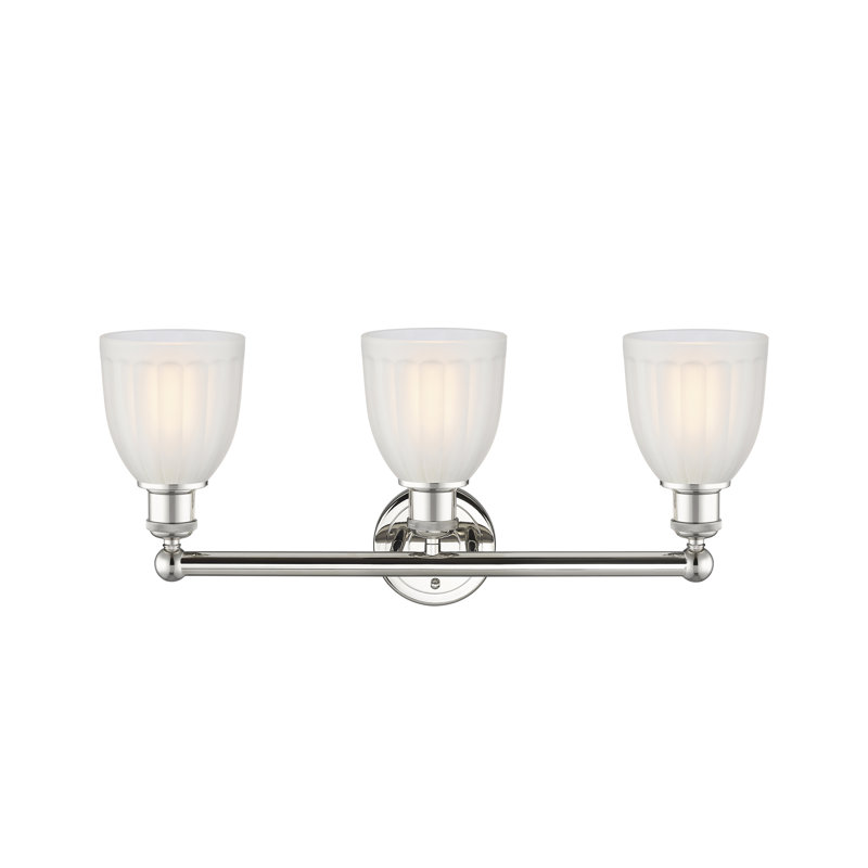 Éclairage pour meuble-lavabo de salle de bain 3 lumières 23,75 pouces Radegonde, Blanc, Nickel poli