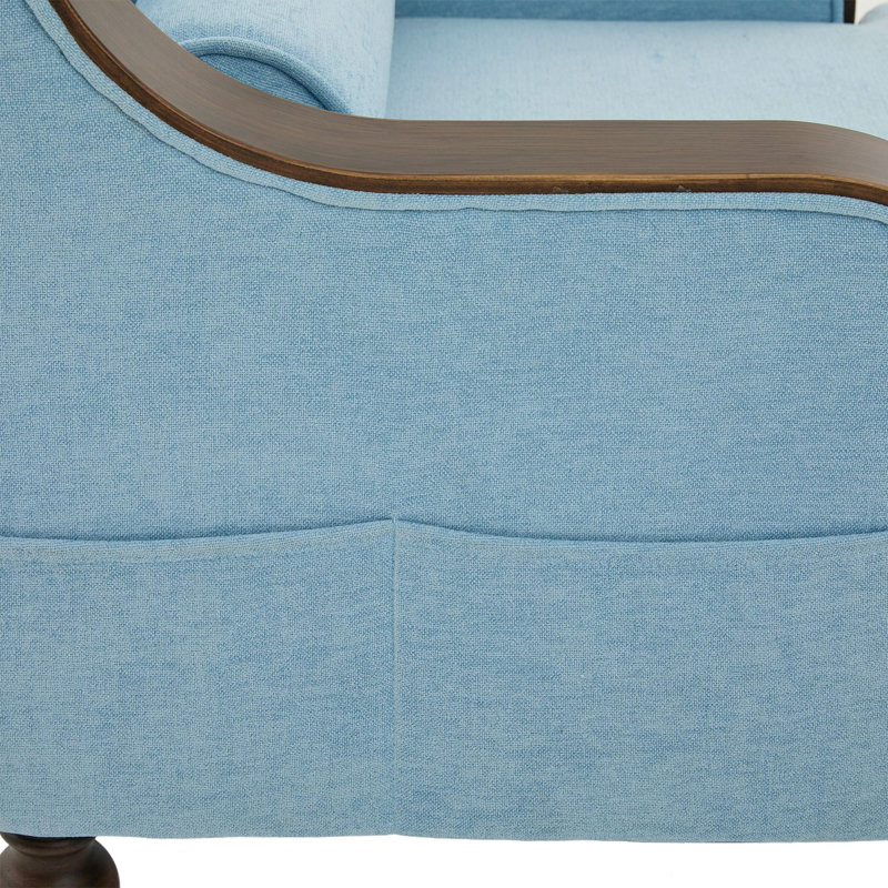 Fauteuil-lit rembourré en tissu, Bleu clair