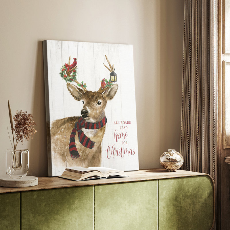 «All Roads plomb Home Deer» - galerie sur mesure, H 18 po x l 12 po