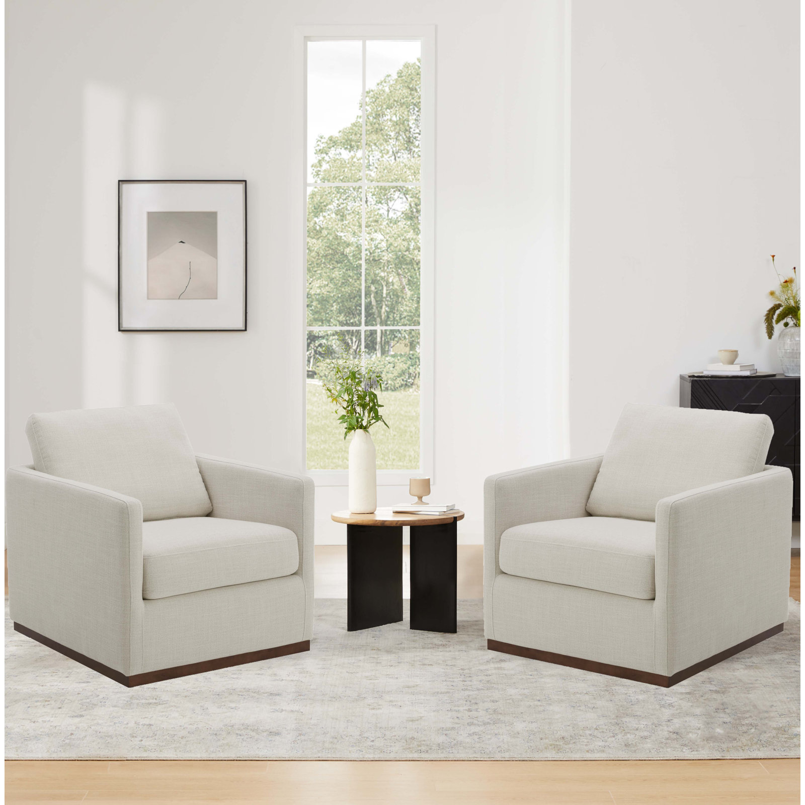 Bobbi Swivel Armchair, Effie Linen Performance Linen