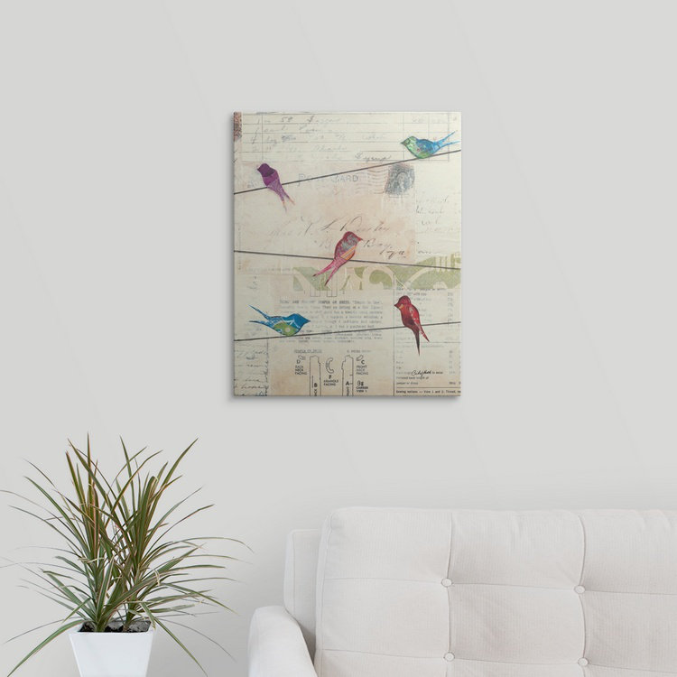 «Anjelyna Birds on a Wire» par Courtney Prahl, impression, H 10 po x l 8 po x P 1,5 po, Toile