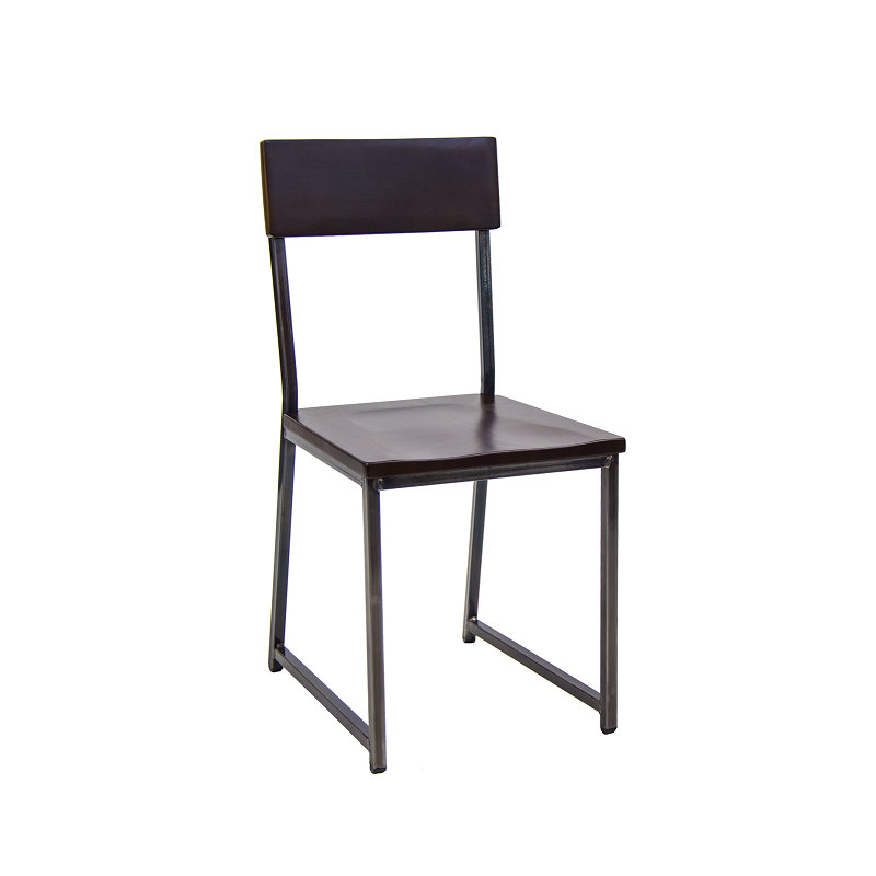 Chaise en acier avec dossier et assise en noyer