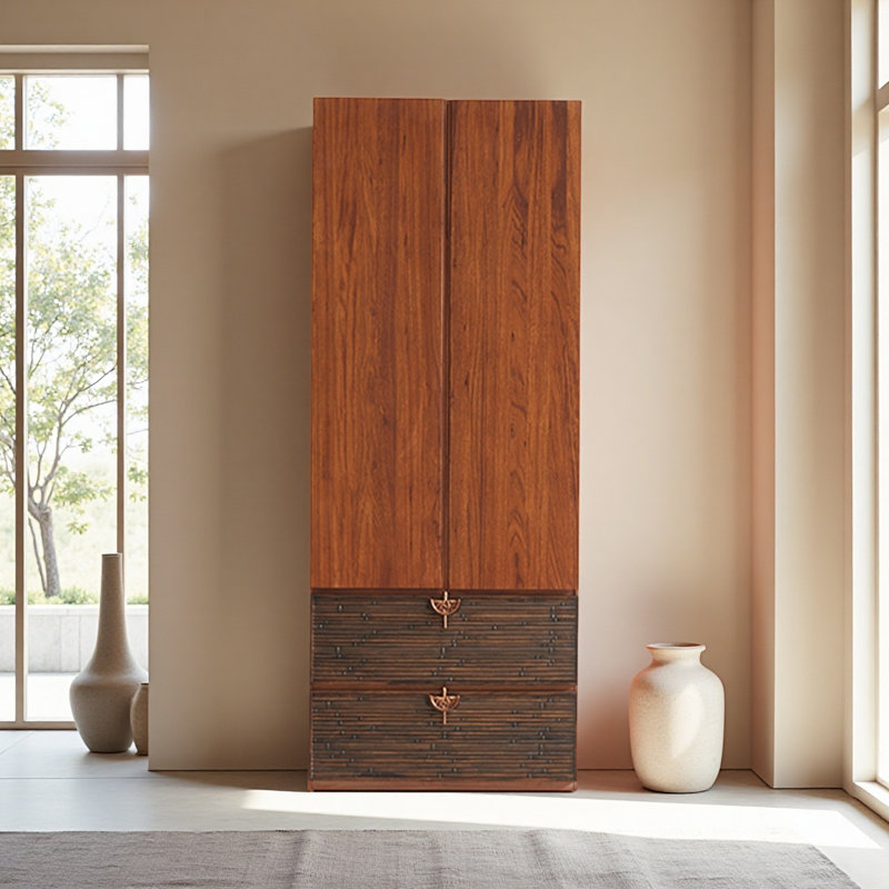 Armoire fonctionnelle à deux tiroirs en bois