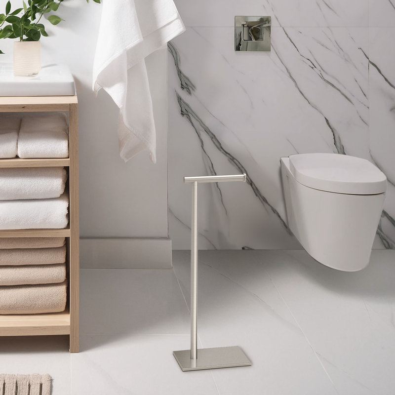 Porte-papier hygiénique sur pied Latitude II, Nickel satiné