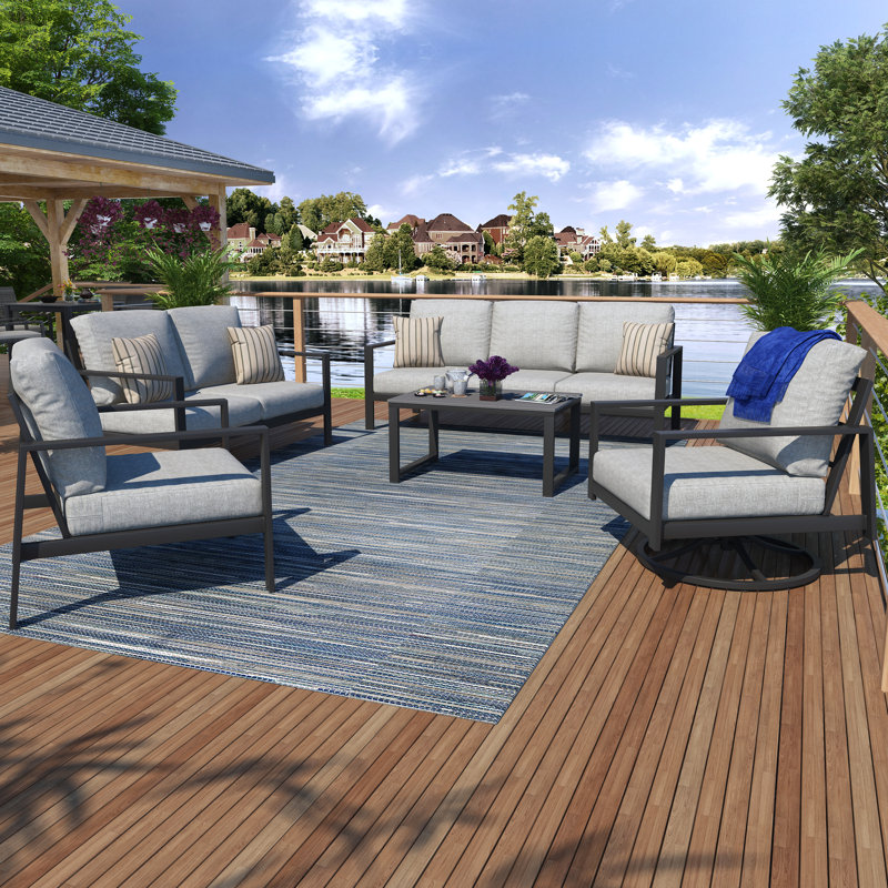 Townsend Sofa Seating Group with Sunbrella® Cushions, Canvas Granite Sunbrella® Canvas, Gray