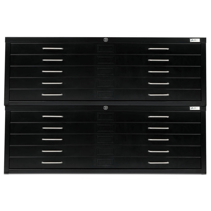 Black Cold Rolled Steel 5-Drawer Lockable Filing Cabinet