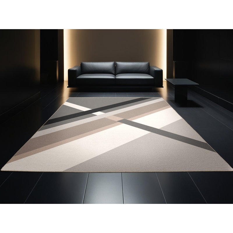 Tapis minimaliste beige lavable à la machine Penola, Rond 3 pi