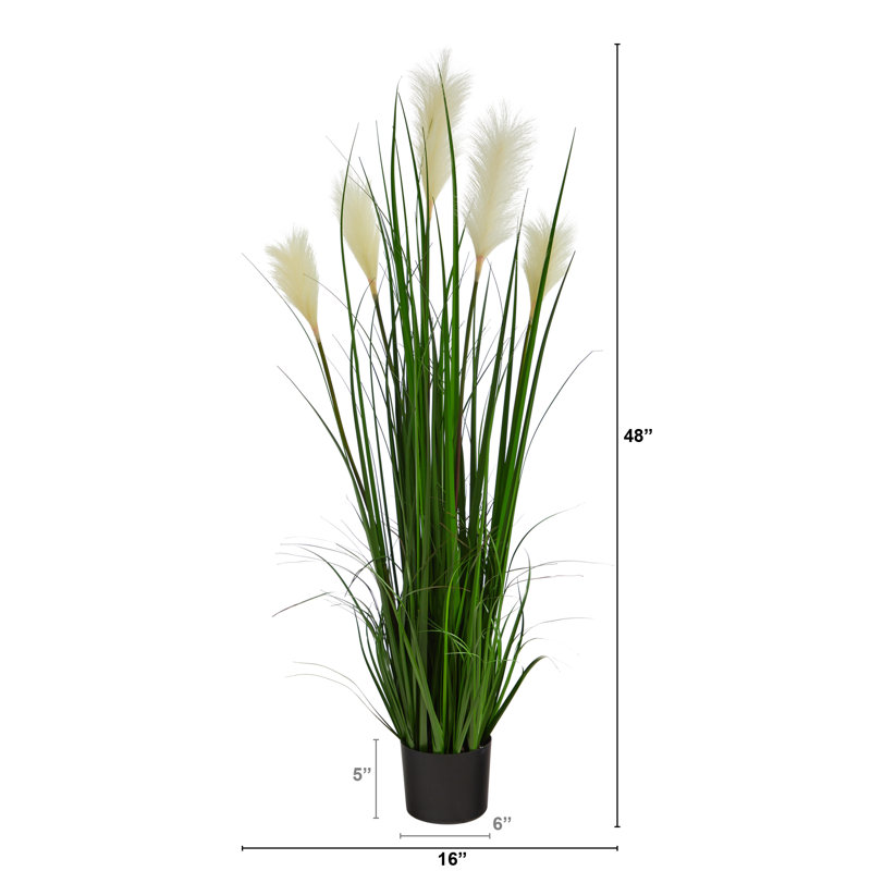 Faux Plume Grass Grass in Pot, 48" H x 16" W x 16" D