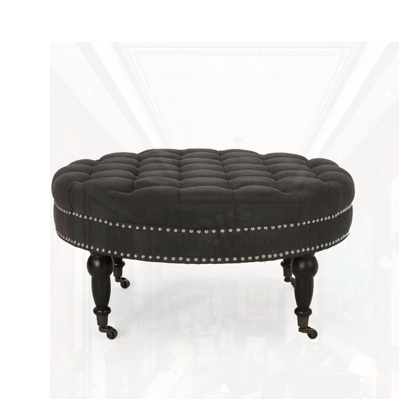 OTTOMAN AVEC ROULETTES, Gris foncé