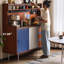 Armoire décorative moderne noir + blanc + bleu + brun + argent fritté + bois massif + bois manufacturé + acier inoxydable-914292904-914292906