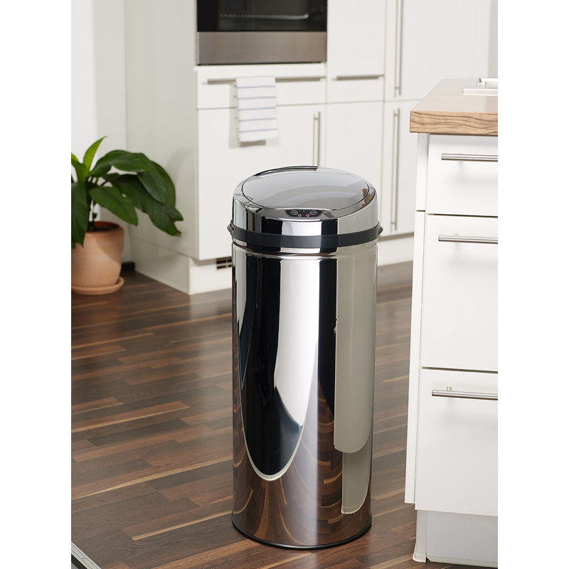 Stainless Steel 42 Litre Motion Sensor Trash Can, Inox Silver