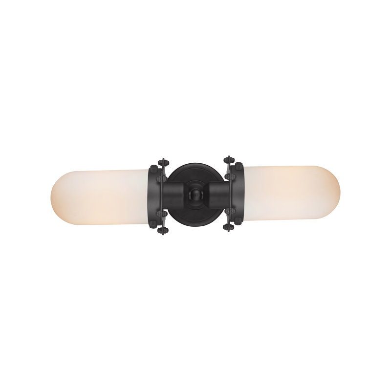 Éclairage pour meuble-lavabo 2 lumières Mikell, Blanc mat, Noir mat