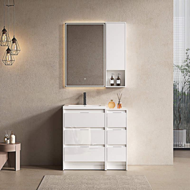 Meuble-lavabo autoportant avec lavabo en résine